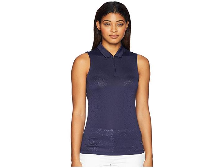 Puma Golf Jacquard Sleeveless Polo (peacoat) Women's Sleeveless