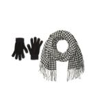 Steve Madden Houndstooth Magic Gloves Set (black/ivory) Scarves