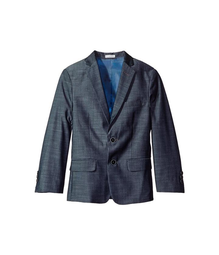 Calvin Klein Kids Cross Hatch Slub Jacket (big Kids) (dark Blue) Boy's Coat