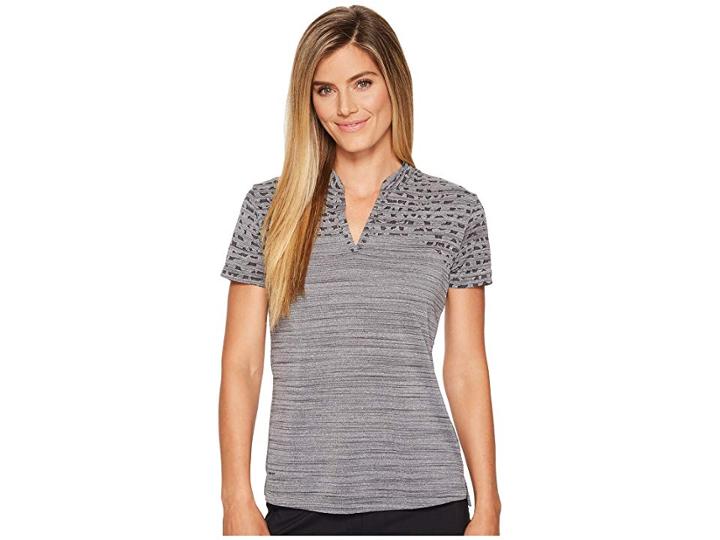 Nike Golf Zonal Cooling Polo Sphere Jacquard (black/flat Silver) Women's Clothing
