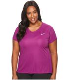 Nike Dry Miler Short Sleeve Running Top (size 1x-3x) (bold Berry/heather) Women's Clothing