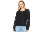 Lucky Brand Long Sleeve Lace Top (lucky Black) Women's Blouse