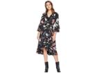 Hale Bob Floral Forever Matte Microfiber Jersey Valentina Dress (black) Women's Dress