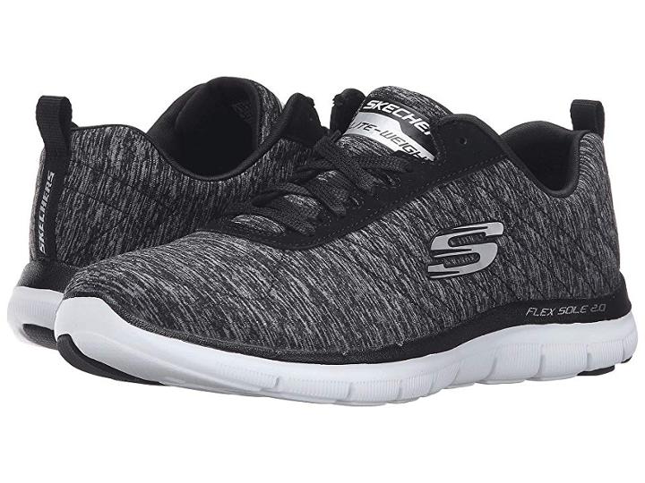 Skechers Flex Appeal 2.0 (black/white) Women's  Shoes