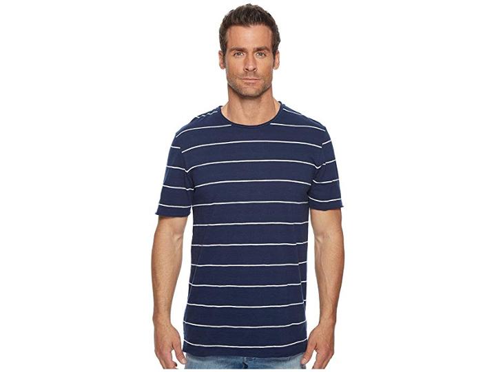 Threads 4 Thought Kane Slub Stripe Crew Tee (raw Denim) Men's T Shirt