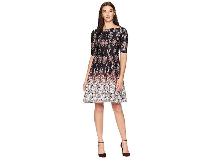 Gabby Skye Seam Down Fit And Flare (black/berry) Women's Dress