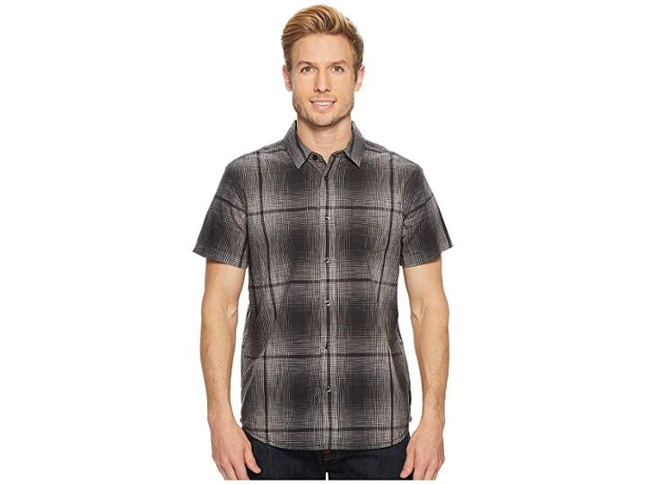 Prana Ecto Space Dye Short Sleeve (charcoal) Men's Clothing