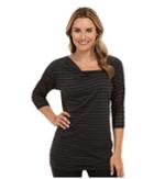 Lole Hedia 3/4 Sleeve Tunic (dark Charcoal H Gem Stripe) Women's T Shirt