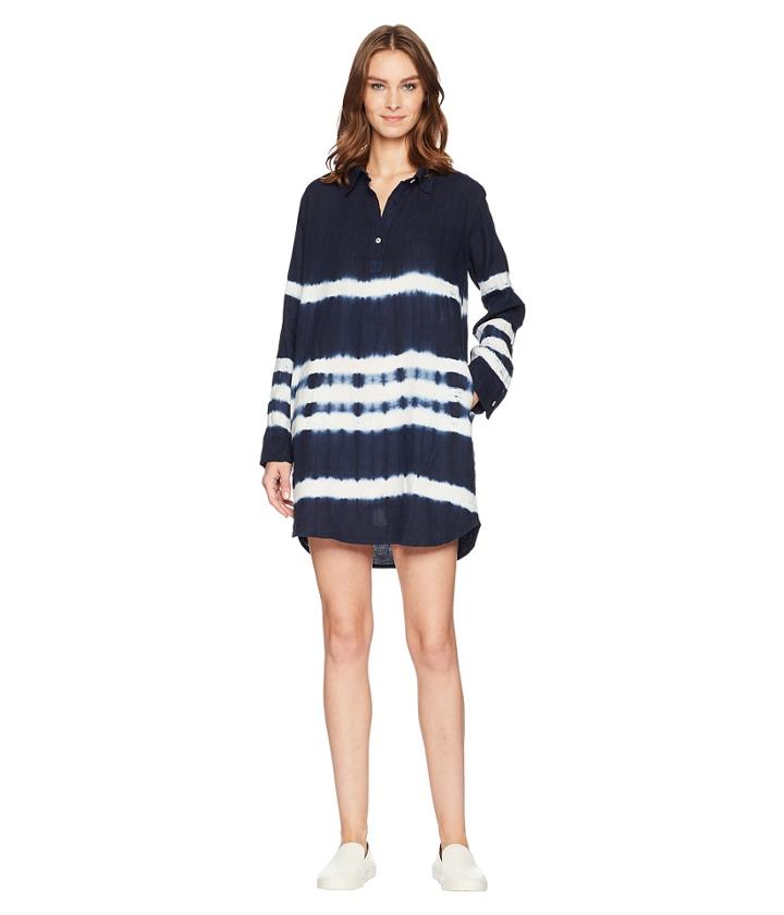 Allen Allen 3/4 Sleeve Tie-dye Dress (lapis) Women's Dress