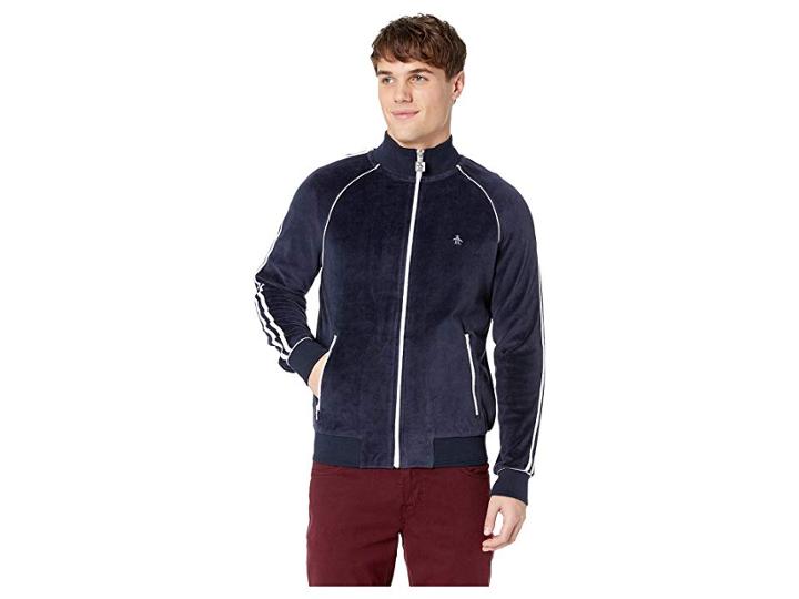 Original Penguin The Earl Velour Track Jacket (dark Sapphire) Men's Coat