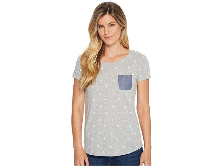 U.s. Polo Assn. Dot T-shirt With Chambray Pocket (heather Grey) Women's T Shirt