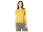 Bebe Peplum Slit Detail Top (nugget Gold) Women's Blouse