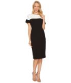 Adrianna Papell Stretch Crepe Sheath Dress (black/ivory) Women's Dress