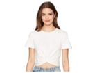 J.o.a. Twisted Front Short Sleeve Crop Tee (white) Women's T Shirt