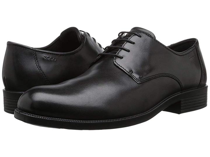 Ecco Harold Plain Toe Tie (black) Men's Plain Toe Shoes