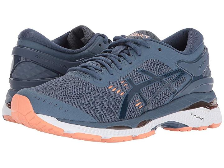 Asics Gel-kayano(r) 24 (smoke Blue/dark Blue/cantaloupe) Women's Running Shoes
