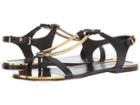 Donna Karan Kaden Sandal (black Two-tone Embossed Lizard) Women's Shoes