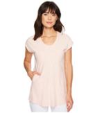 Mod-o-doc Micro Stripe Diagonal Seamed T-shirt W/ Pockets (peach) Women's T Shirt