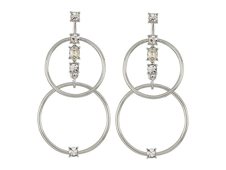 Guess Linked Rings Earrings With Stone Accents (silver/crystal) Earring