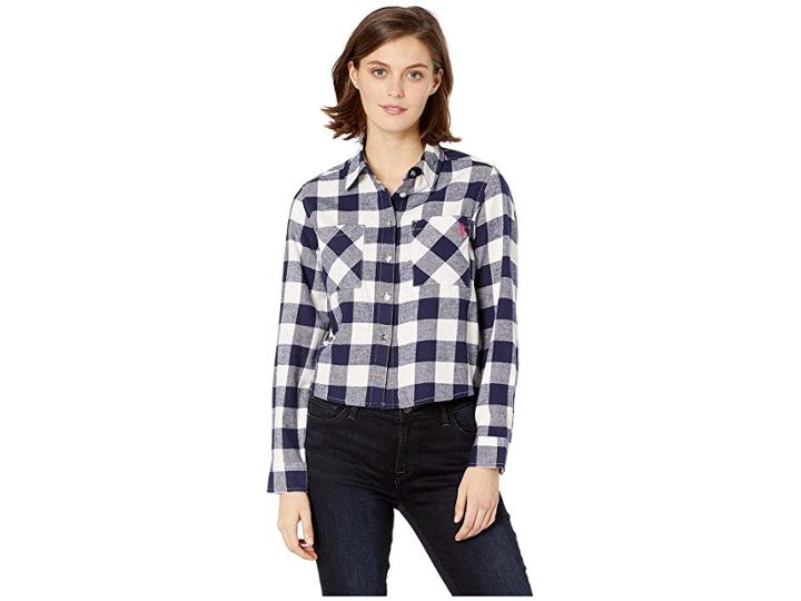 U.s. Polo Assn. Flannel Shirt (buffalo Check/ivory) Women's Clothing