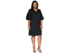 Lauren Ralph Lauren Plus Size Ponte Flutter-sleeve Shift Dress (polo Black) Women's Dress