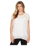 Karen Kane Multi Lace Top (off-white) Women's Clothing