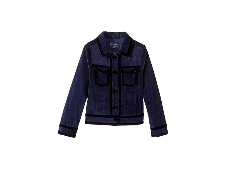 Oscar De La Renta Childrenswear Bolero Raw Edge Jacket (little Kids/big Kids) (navy) Girl's Coat