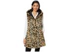 Via Spiga Reversible Long Hooded Faux Fur Vest (leopard) Women's Vest