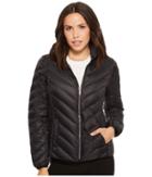 Michael Michael Kors Zip Front Stand Collar Packable M823044f (black) Women's Coat