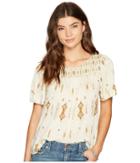Lucky Brand Printed Top (natural Multi) Women's Clothing