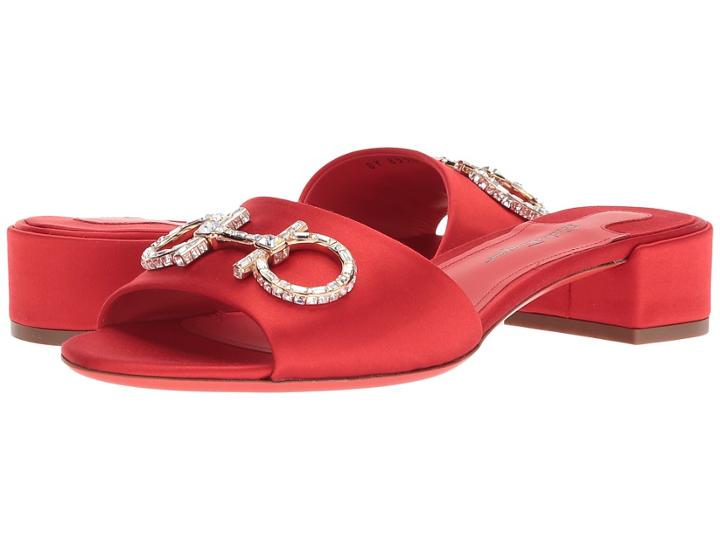 Salvatore Ferragamo Lampio T (mang/rosso Fiamma/lipstick/coral Saten) Women's Sandals