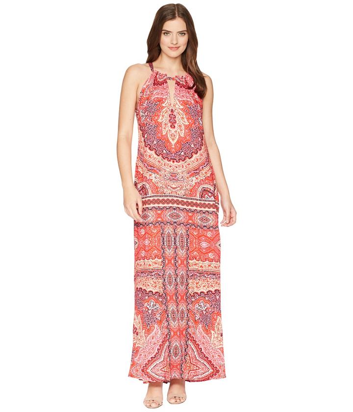 Hale Bob Modern Mosaic Stretch Satin Maxi Dress (red) Women's Dress