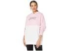 Juicy Couture Rhinestone Juicy Oversized Hoodie (pixel Pink/bleached Bone) Women's Clothing