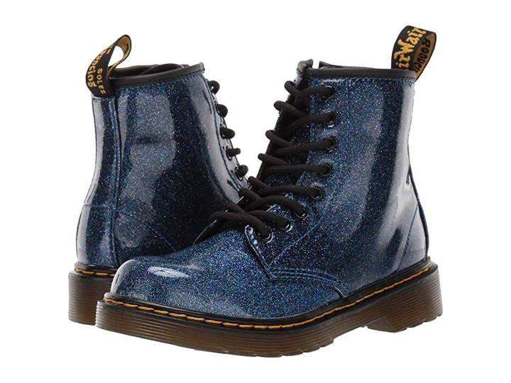 Dr. Martens Kid's Collection 1460 Patent Glitter Junior Delaney Boot (little Kid/big Kid) (blue Coated Glitter) Girls Shoes