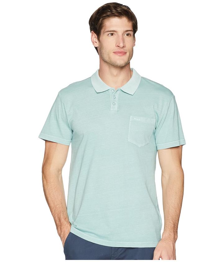 Rvca Ptc Pigment Polo (grey Mist) Men's Short Sleeve Knit