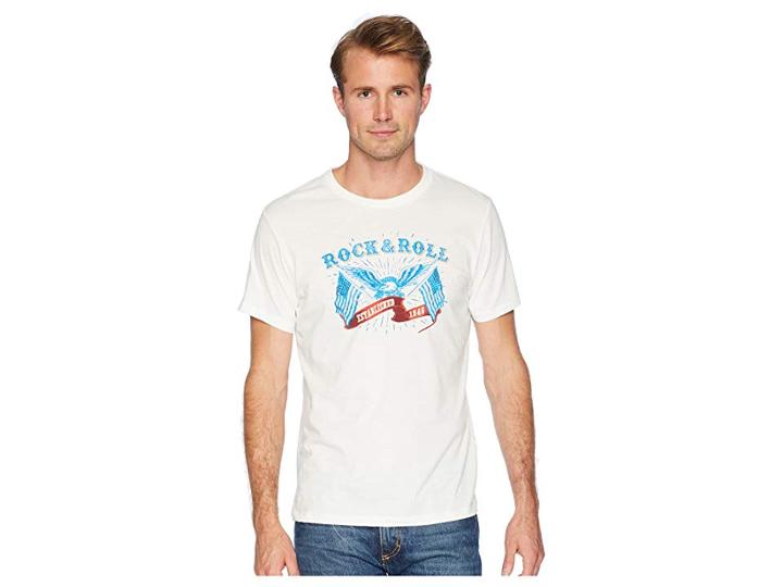 Rock And Roll Cowboy Short Sleeve T-shirt Solid With Graphic P9-6355 (white) Men's T Shirt