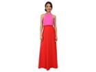 Jill Jill Stuart Two-tone Pop Over 2-ply Crepe Gown (pink/bright-red) Women's Dress