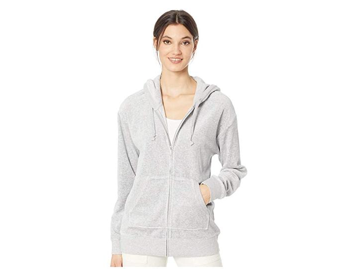 Juicy Couture Beachwood Velour Jacket (silver Lining) Women's Coat