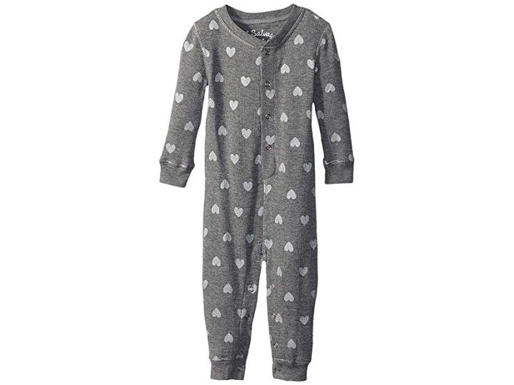 P.j. Salvage Kids Wild Hearts Thermal Romper (infant) (heather Grey) Girl's Jumpsuit & Rompers One Piece