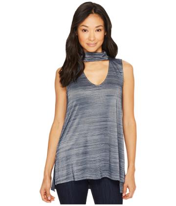 B Collection By Bobeau Anjali Knit Chocker Top (midnight Navy) Women's Sleeveless