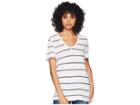 Michael Stars Lexi Stripe V-neck Tee (white) Women's T Shirt