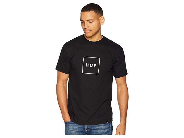 Huf Essentials Box Logo Short Sleeve Tee (black) Men's T Shirt