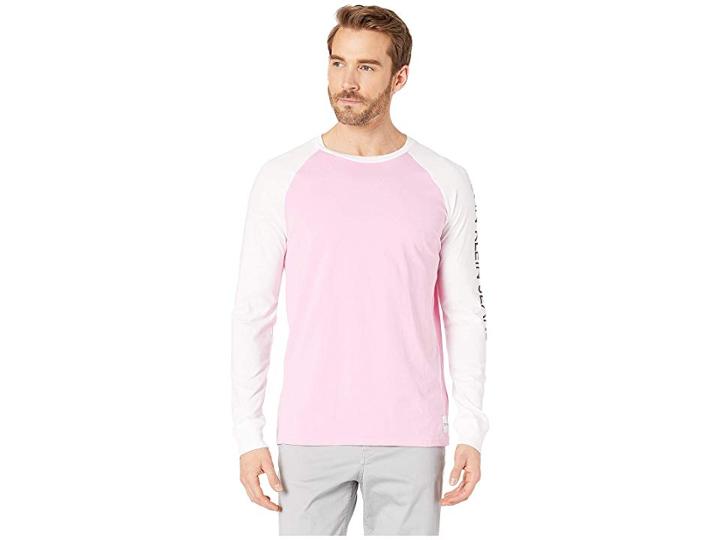 Calvin Klein Jeans Contrast Sleeve Raglan Long Sleeve Crew Tee (brilliant White) Men's T Shirt