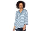 Nally & Millie French Terry Striped Hoodie (ocean Blue) Women's Sweatshirt