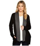 Michael Stars Luxe Cotton Reversible Shawl Collar Cardigan (black/charcoal) Women's Sweater