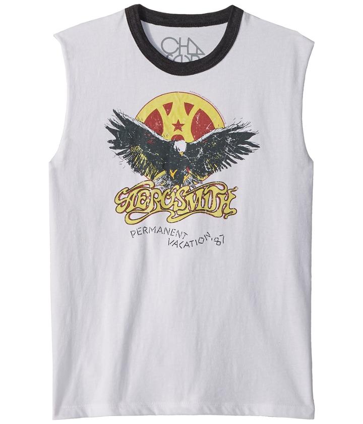 Chaser Kids Extra Soft Aerosmith Tank Top (little Kids/big Kids) (white/black) Boy's Sleeveless