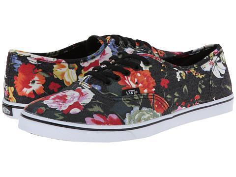 Vans Authentic Lo Pro ((floral) Black/true White) Skate Shoes