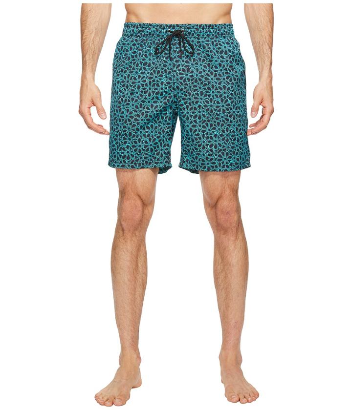 Mr. Swim Floral Printed Dale Swim Trunk (turquoise) Men's Swimwear