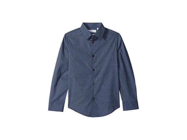 Calvin Klein Kids Boxed Dot Shirt (big Kids) (navy Blazer) Boy's Clothing