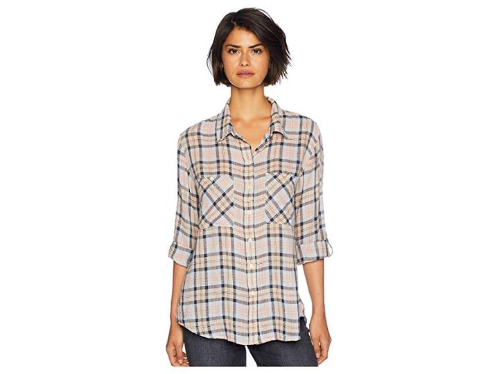Sanctuary Steady Boyfriend Shirt (indian Summer Plaid) Women's Clothing